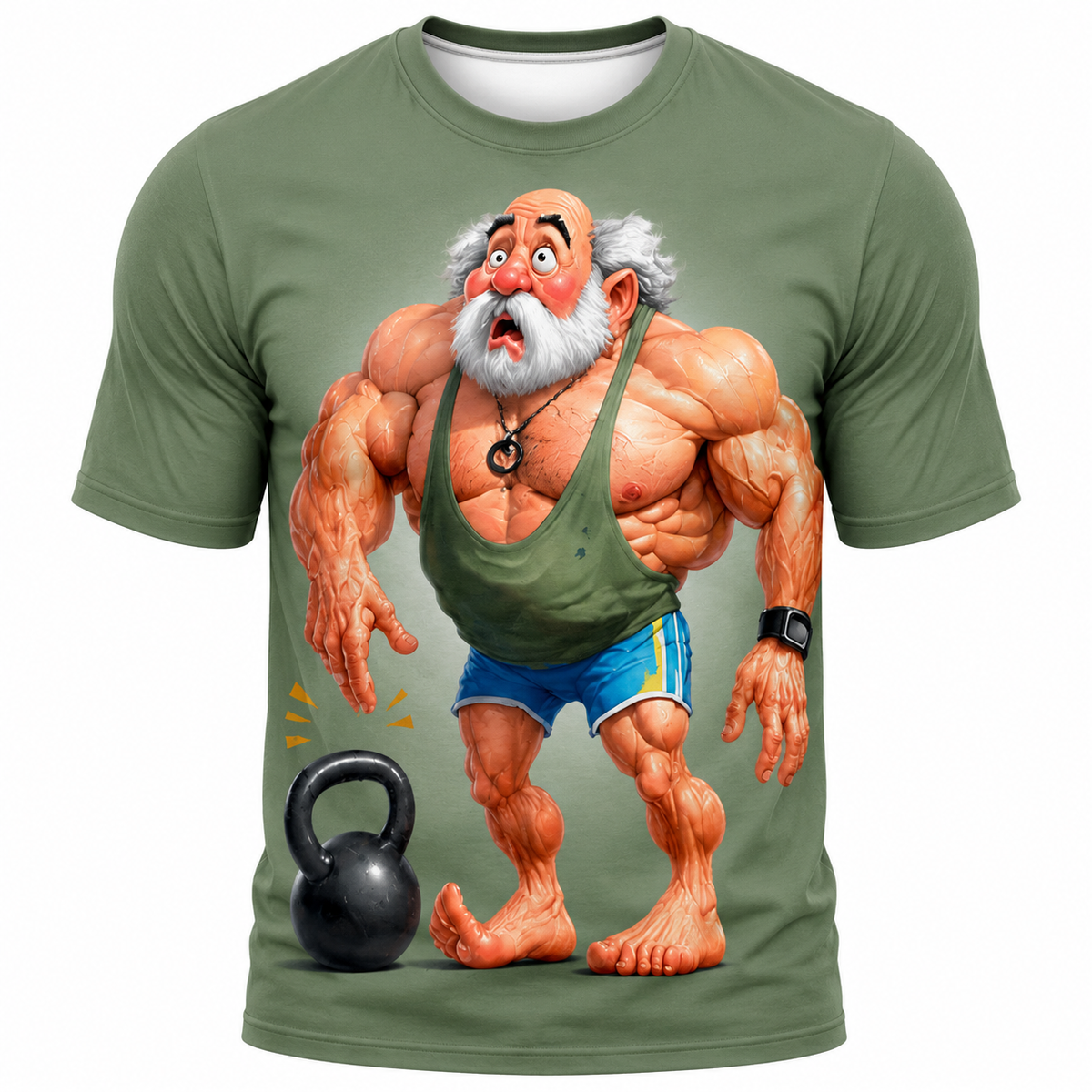 Ombre Fitness Bodybuilding  Old Man 3D Graphic Print Tee