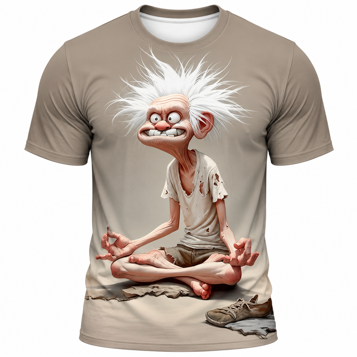 3D Character Old Man Print Graphic Tee