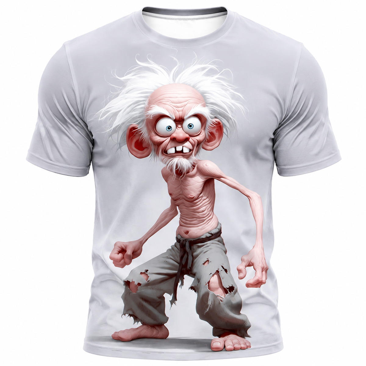 3D Character Old Man Print Graphic Tee