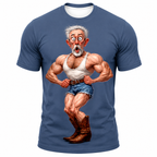 Fitness Bodybuilding Old Man Funny 3D Graphic Print Tee