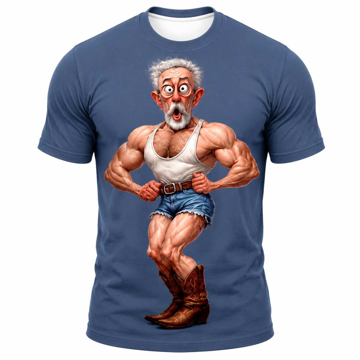 Fitness Bodybuilding Old Man Funny 3D Graphic Print Tee