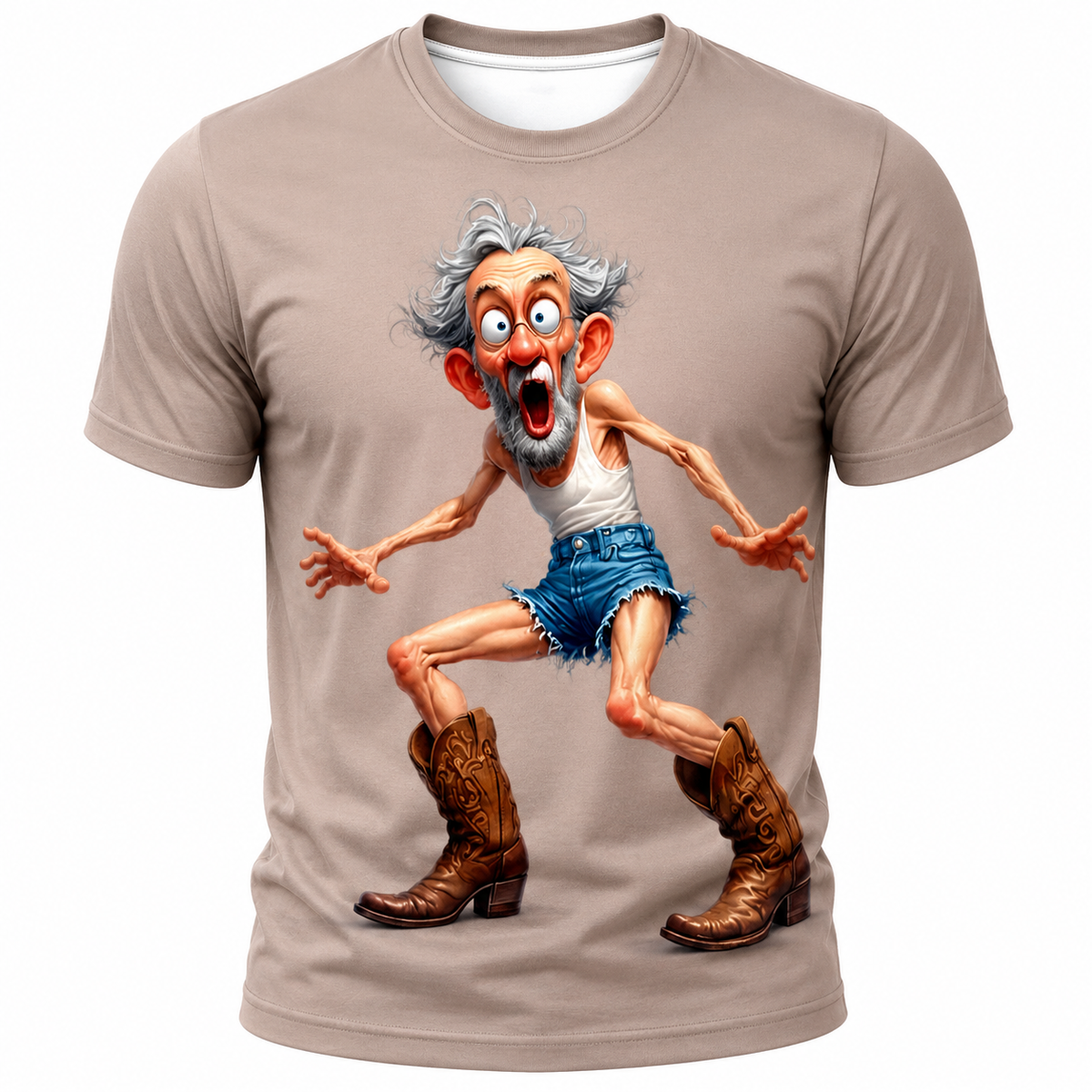 Fitness Bodybuilding Old Man Funny 3D Graphic Print Tee