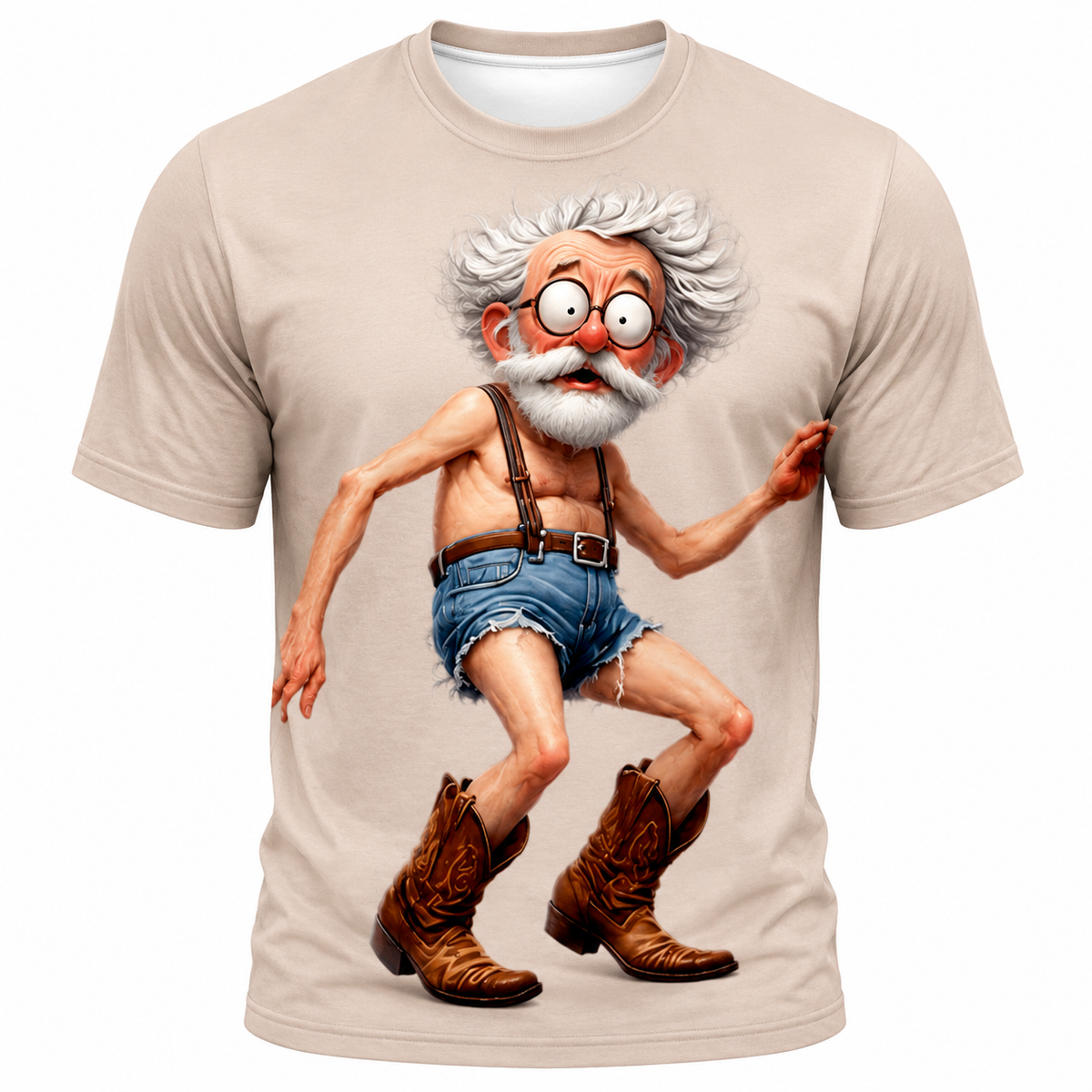 Fitness Bodybuilding Old Man Funny 3D Graphic Print Tee