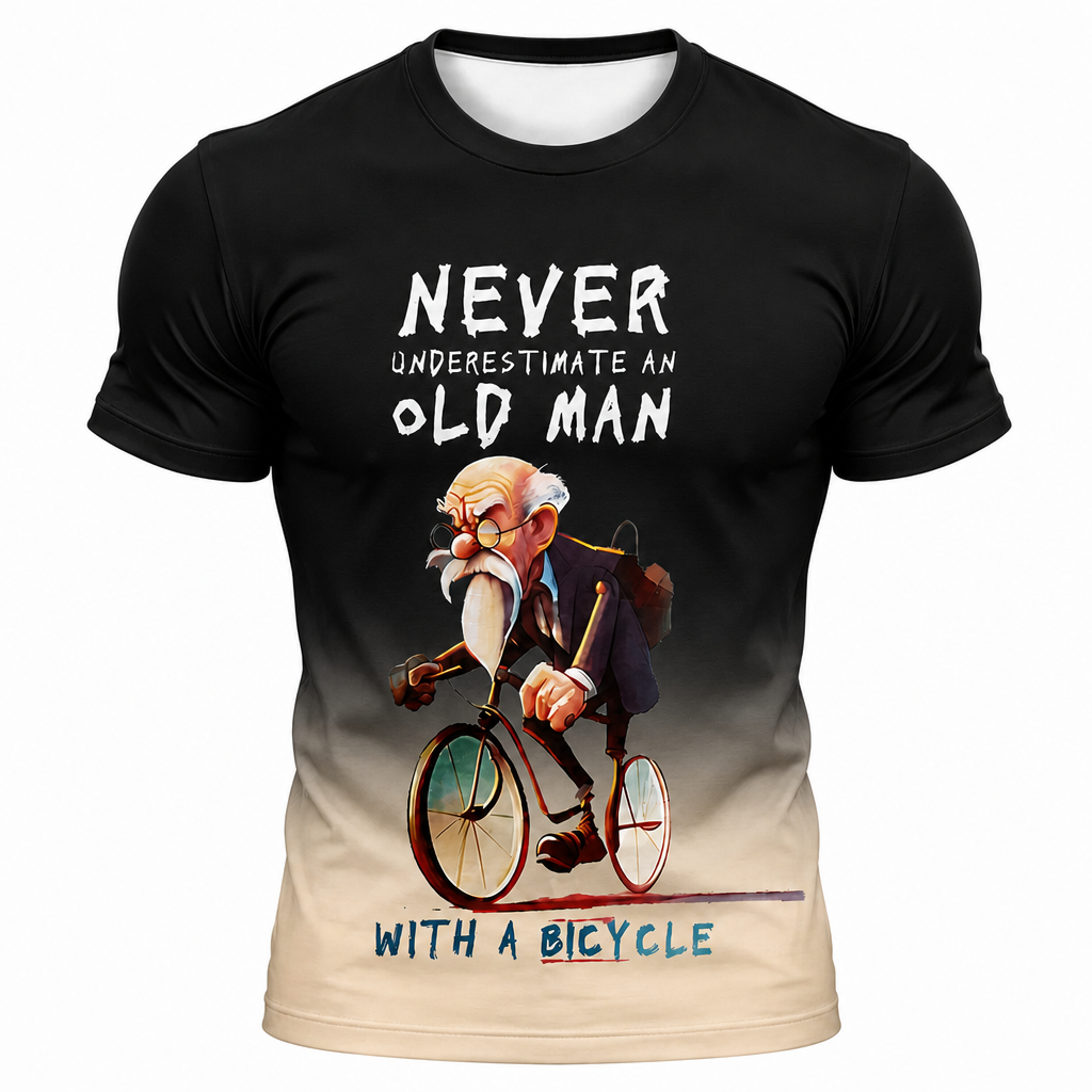 Funny Grandpa Bicycle Riding Print Tee
