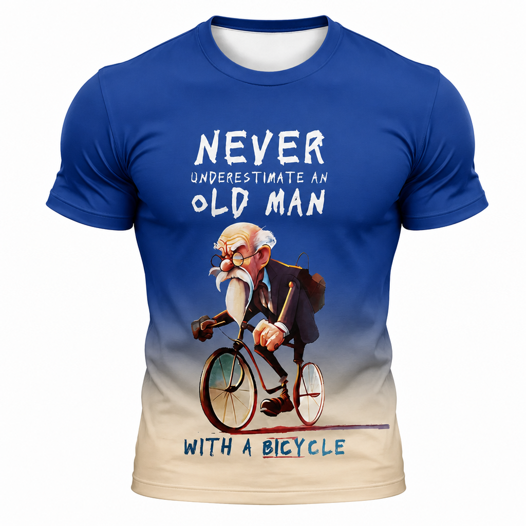 Still Riding Old Man Bicycle Theme Casual Tee For Men