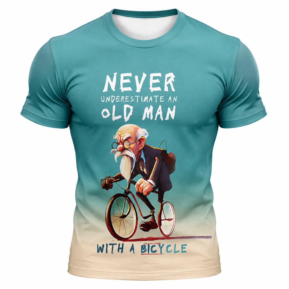 Funny Grandpa Bicycle Riding Print Tee