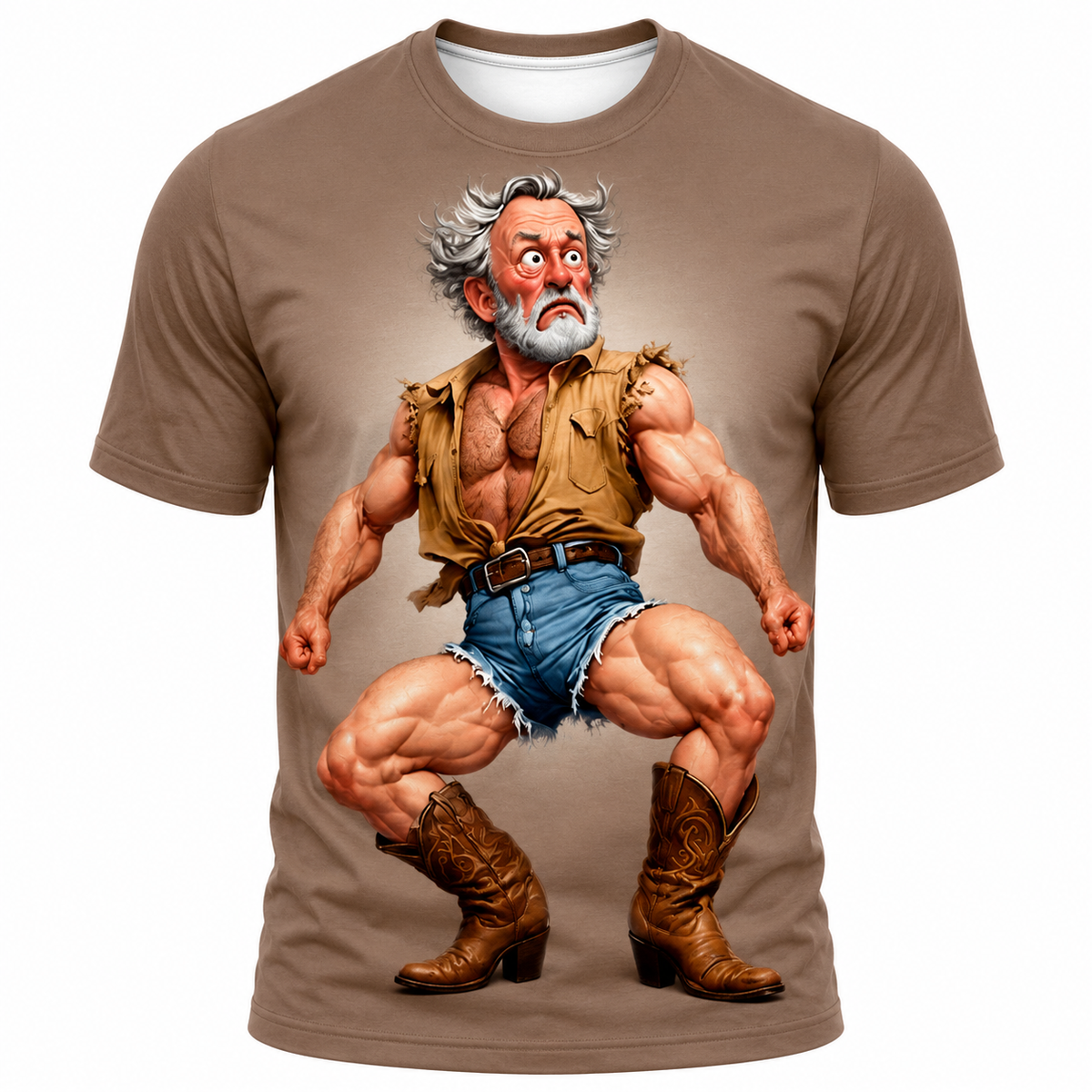Funny Humor Ombre Old Man 3D Graphic Print Tee