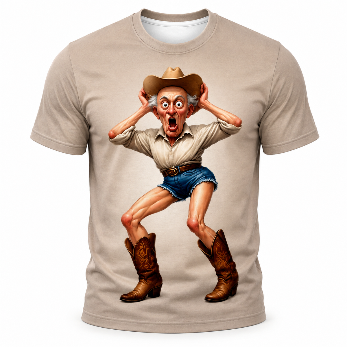 Funny Humor Ombre Old Man 3D Graphic Print Tee