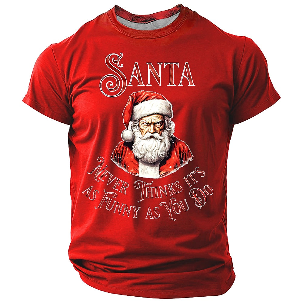 Santa Claus Holiday Christmas Quote Casual Short Sleeve Tee