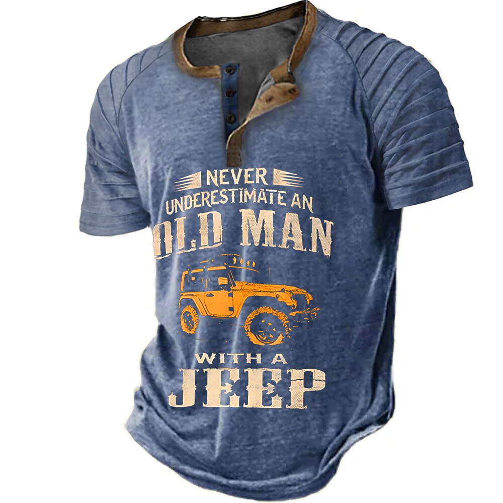 Never Underestimate Old Man With Jeep Funny Graphic Tee