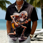 Vintage Guitar Old Man Music Character Short Sleeve Shirt