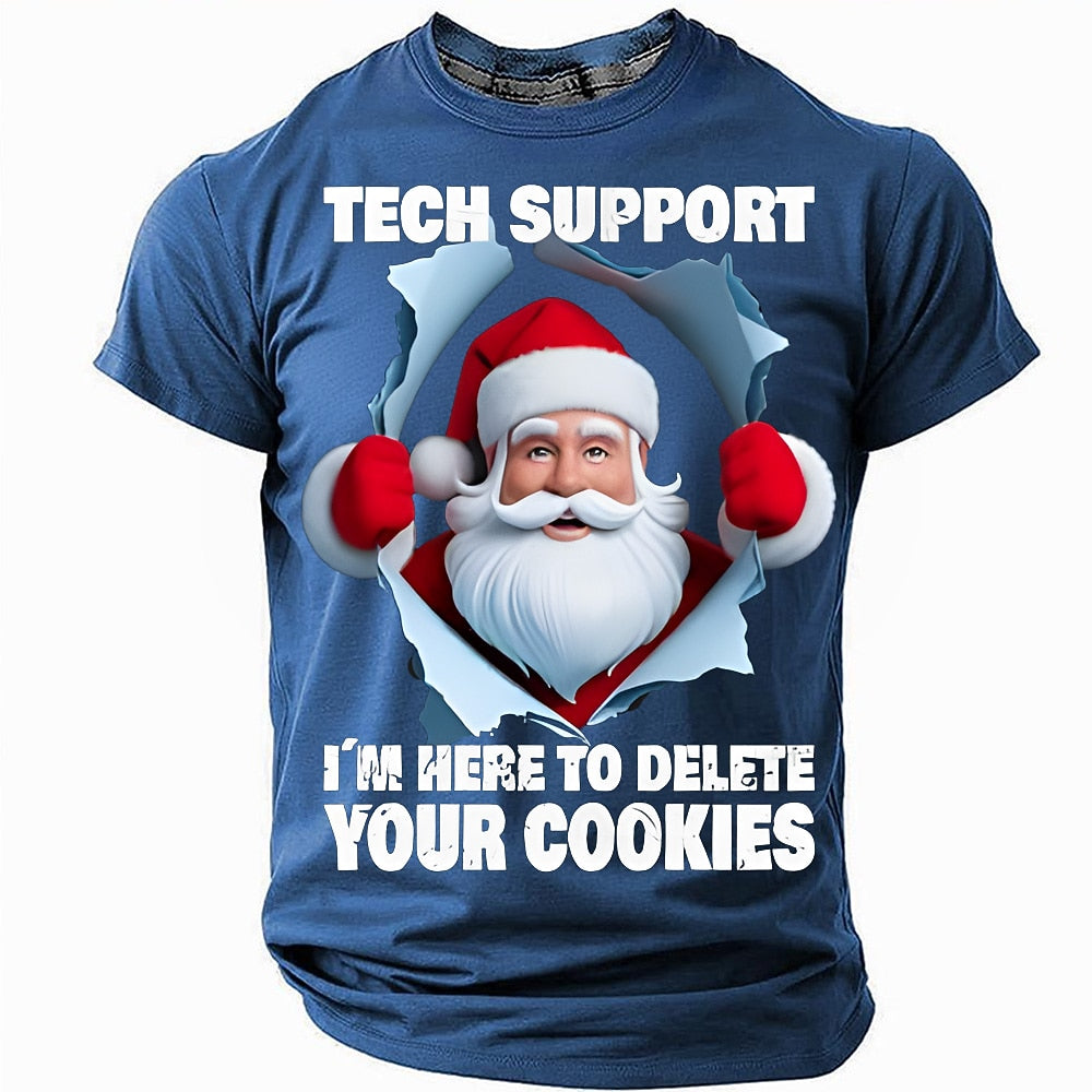 Christmas Tech Support Delete Your Cookies Funny Graphic Tee