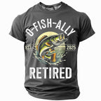 Officially Retired Fishing Est 2025 Funny Angler Graphic Tee