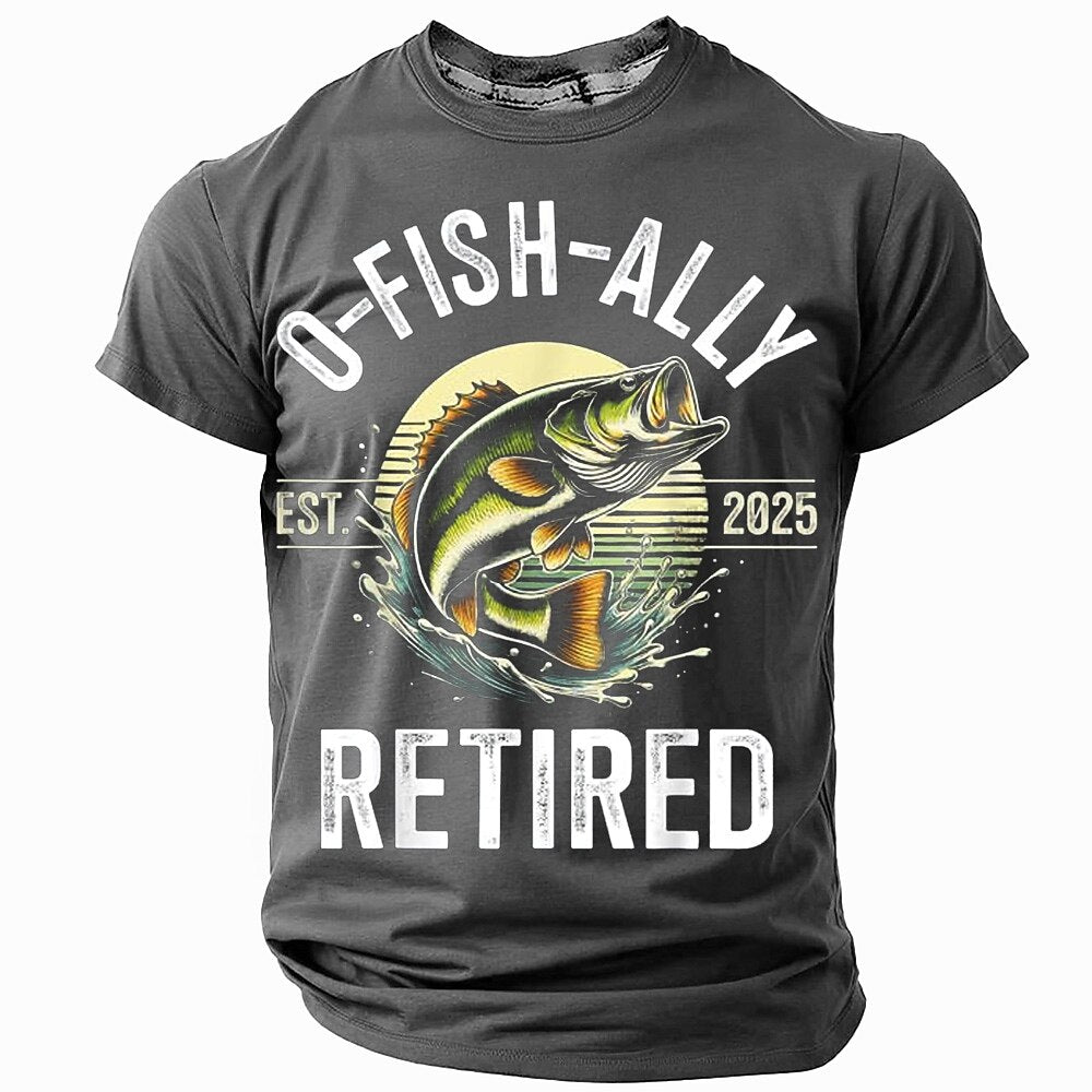 Officially Retired Fishing Est 2025 Funny Angler Graphic Tee