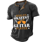 Music Festival Guitar Vintage Graphic Short Sleeve Henley Tee