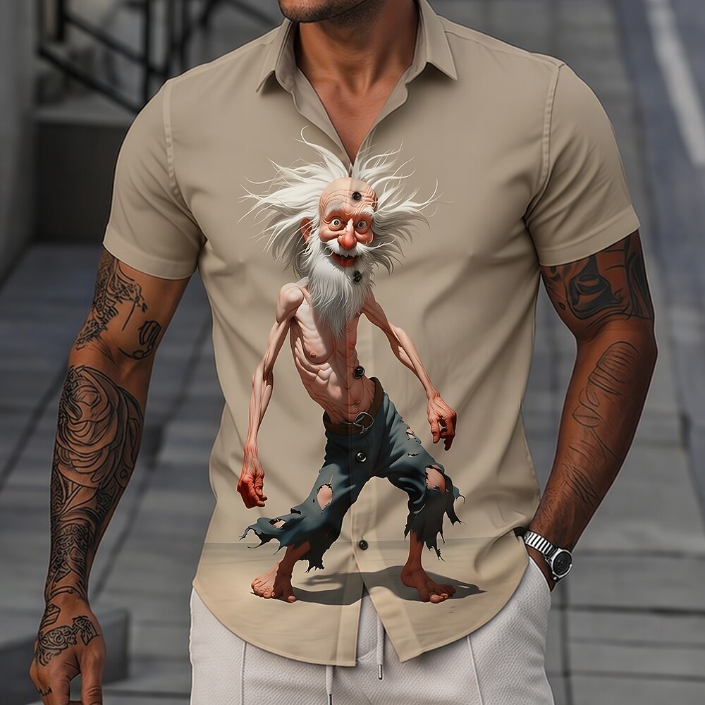 Legendary Cartoon Old Man Vintage Retro Short Sleeve Shirt