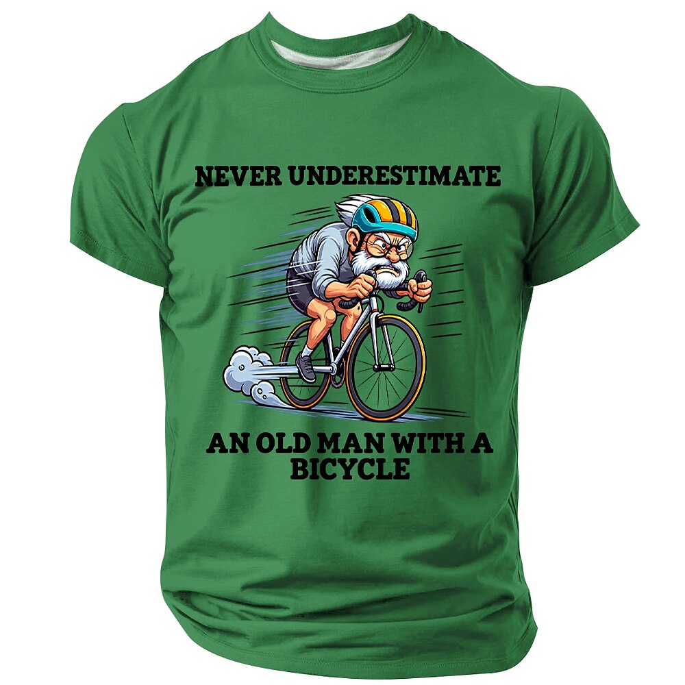 Old Man Riding Bike Bicycle Graphic Print Tee