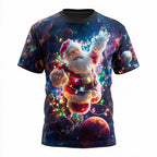 Space Santa Christmas Lights Funny Holiday Graphic Party Tee