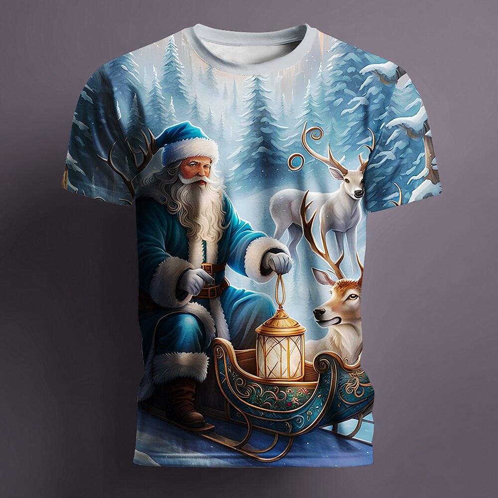 Christmas Reindeer Festive Animal Holiday Graphic Short Sleeve Tee