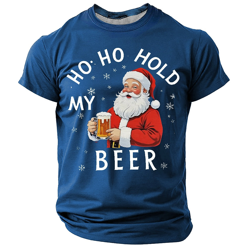 Santa Claus Christmas Beer Holiday Quote Short Sleeve Tee