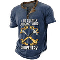 Retro Fix Stuff Handyman Inspired Short Sleeve Henley Shirt