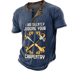 Retro Fix Stuff Handyman Inspired Short Sleeve Henley Shirt