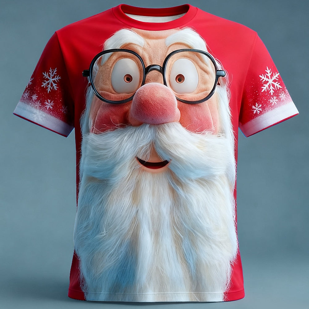 Santa Claus Christmas 3D Designer Vacation Party Graphic Tee