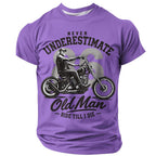 Old Man Motorcycle Rider Funny 3D Graphic Print Tee