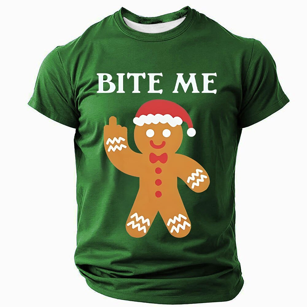 Gingerbread Cookie Christmas Holiday Graphic Casual Short Sleeve Tee