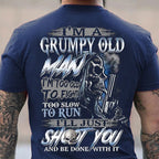 Grumpy Old Man Skull Gun Dark Humor Graphic Tee
