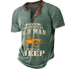 Never Underestimate Old Man With Jeep Funny Graphic Tee