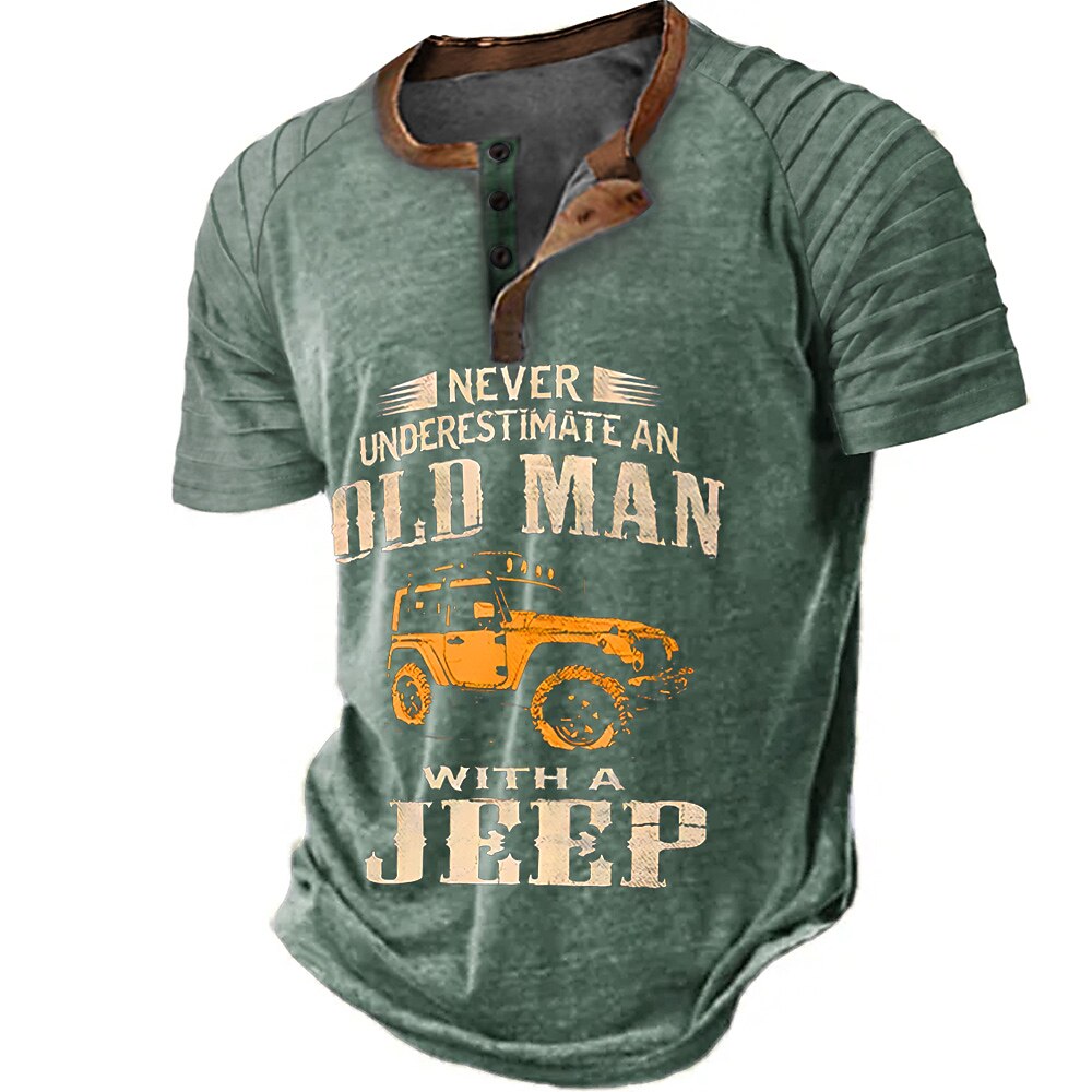 Never Underestimate Old Man With Jeep Funny Graphic Tee