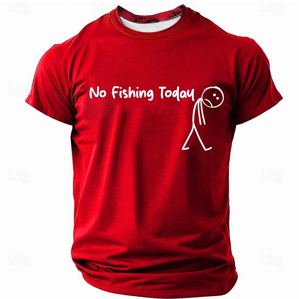 No Fishing Today Sad Stick Figure Graphic Humor Tee