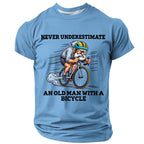 Old Man Riding Bike Bicycle Graphic Print Tee