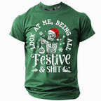 Christmas Skull Hat Funny Holiday Graphic Short Sleeve Tee