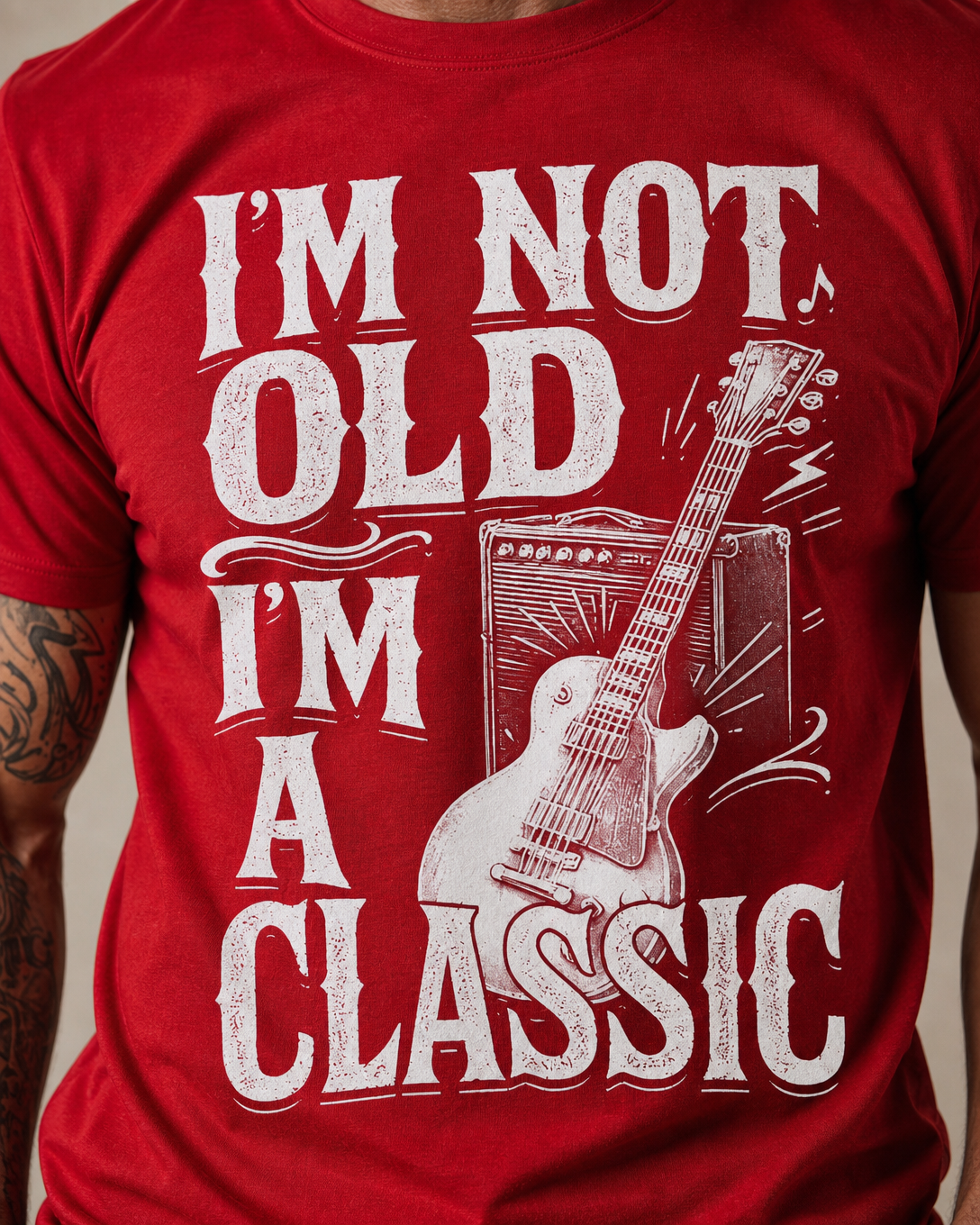 Classic Old Rocker Guitar Graphic Tee