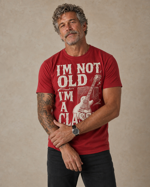 Classic Old Rocker Guitar Graphic Tee