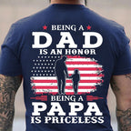 Dad Honor Papa Priceless American Flag Family Graphic Tee