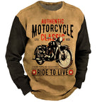 Vintage Motorcycle Rider Graphic Casual Crewneck Long Sleeve Sweatshirt