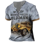 Old Man Vintage Classic Car Graphic Henley Shirt
