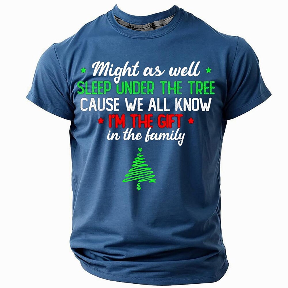 Christmas Tree Text Retro Vintage Holiday Short Sleeve Tee