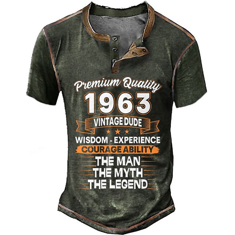 1963 Man Myth Legend Vintage Dude Birthday Graphic Henley