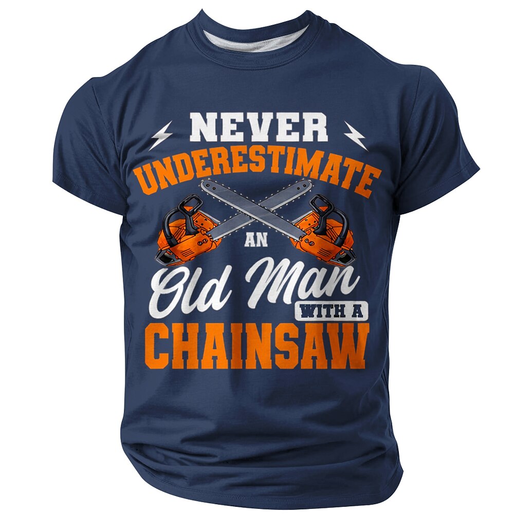 Old Man Saws Funny Chainsaw Handyman Tools Graphic Work Tee