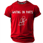 Waiting On Parts Stick Figure Mechanic Humor Graphic Tee