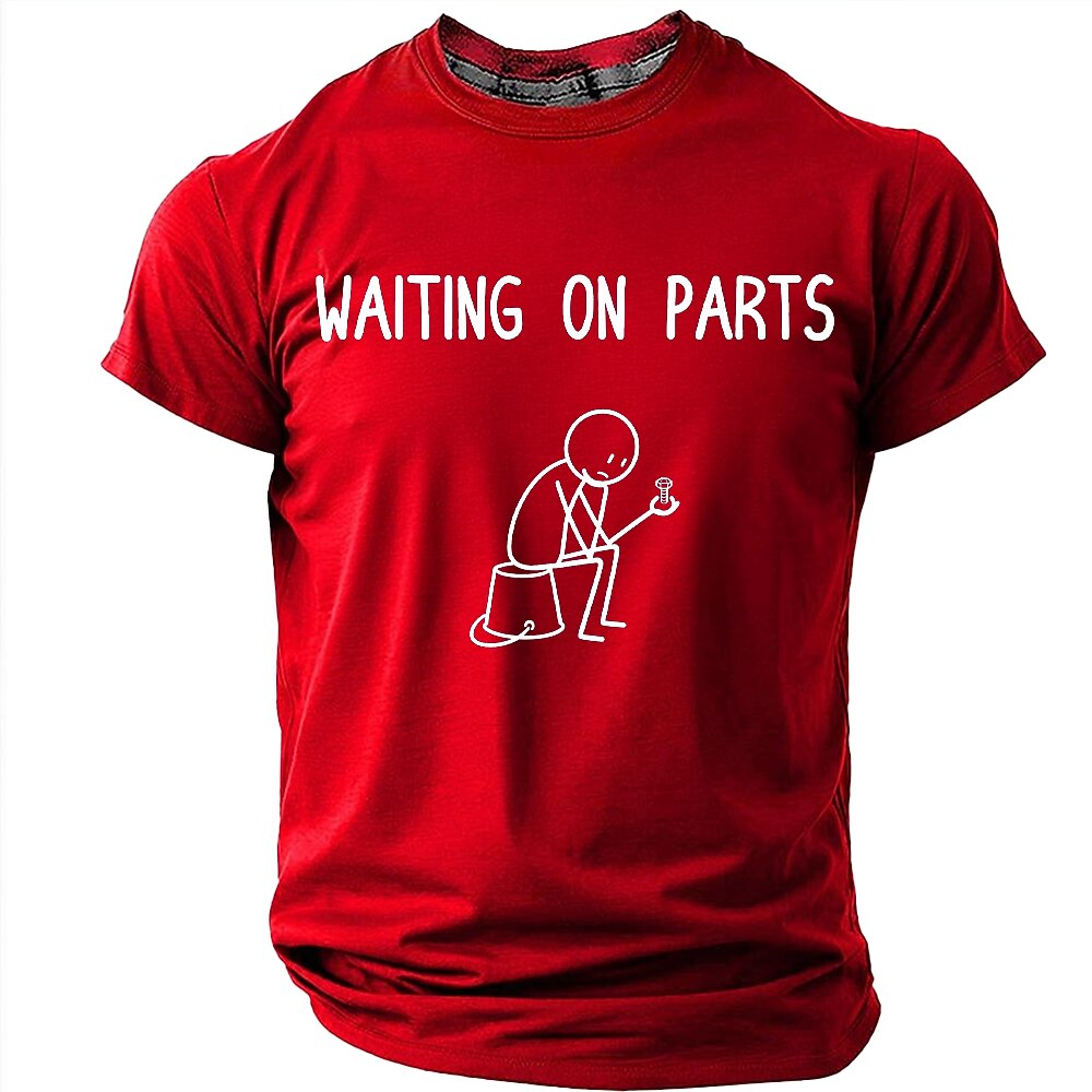 Waiting On Parts Stick Figure Mechanic Humor Graphic Tee