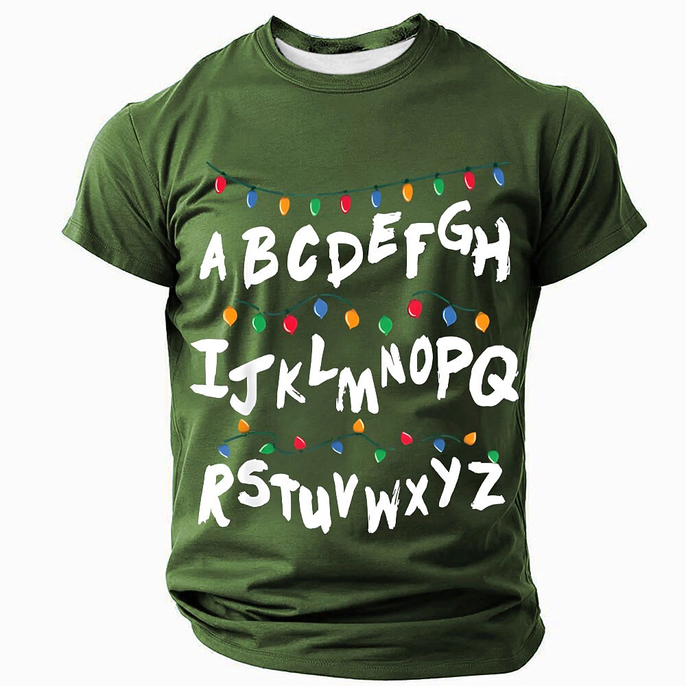 Christmas Lights Festive Holiday Graphic Casual Short Sleeve Tee