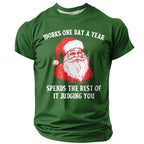 Santa Works One Day Spends Rest Judging You Tee