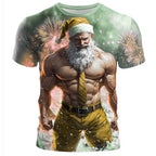 Muscle Santa Claus Christmas Casual Sports Outdoor Graphic Tee