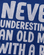 Never Underestimate Old Man With Rod Fishing Graphic Tee