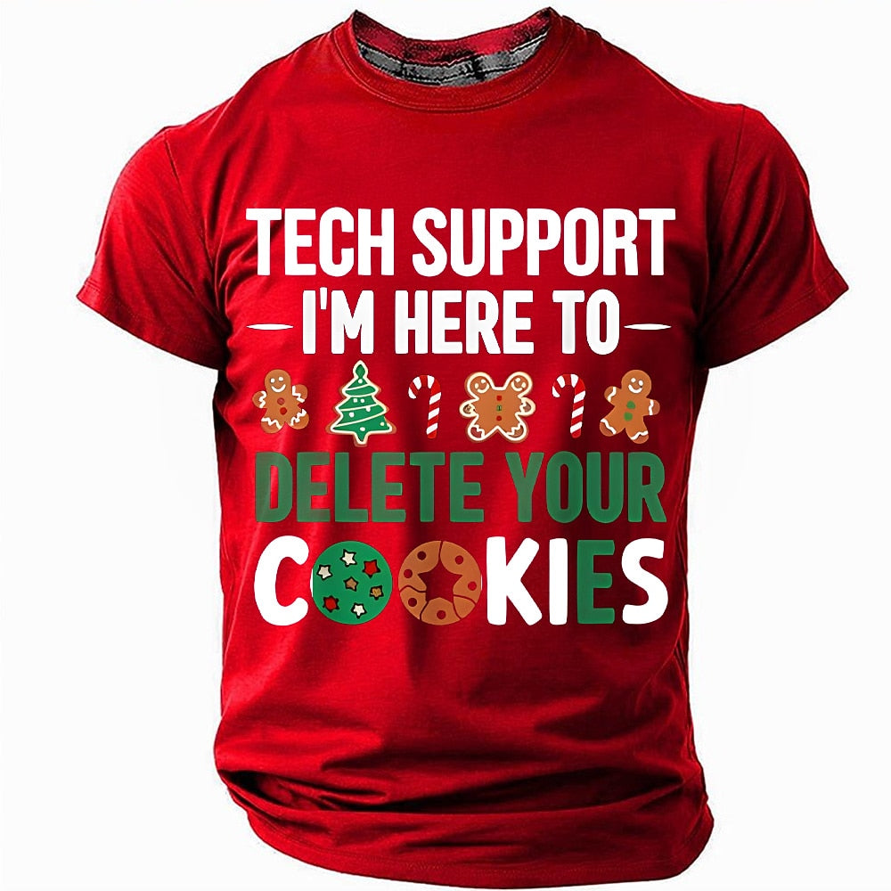 Tech Support Delete Your Cookies Gingerbread Christmas Graphic Tee